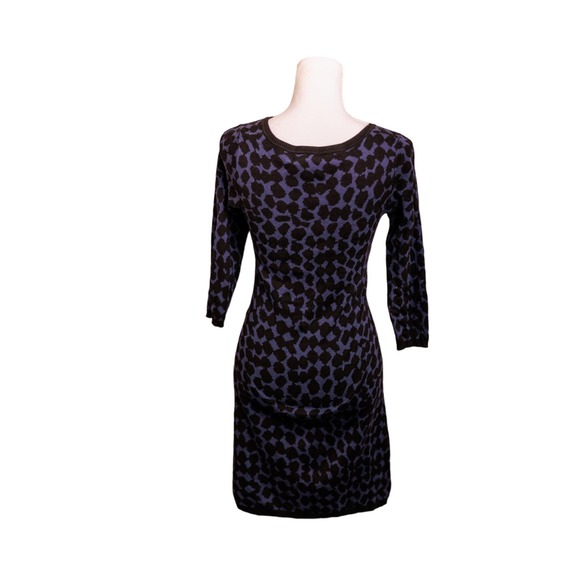 Max Studio short sweater dress size medium blue with black animal print - Picture 2 of 4